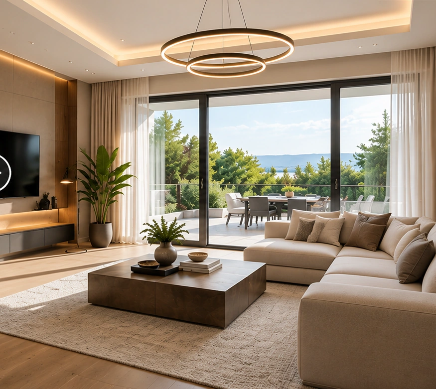 Yenilenmiş, daha bütüncül bir villa yaşam alanı. Temsili görsel.